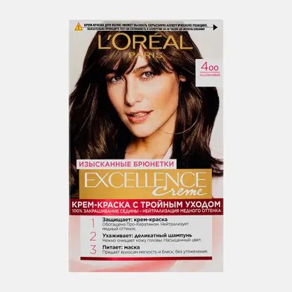 Стойкая крем-краска для волос Excellence оттенок 4.00 Каштановый L’Oréal Paris