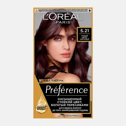 Стойкая краска для волос L’Oréal Paris Preference оттенок 5.21 Глубокий светло-каштановый