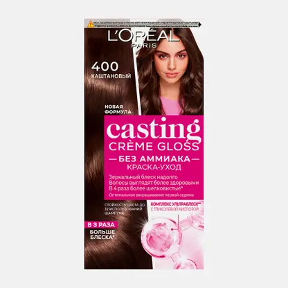 Стойкая краска-уход для волос L’Oréal Paris Casting Creme Gloss без аммиака оттенок 400 Каштан