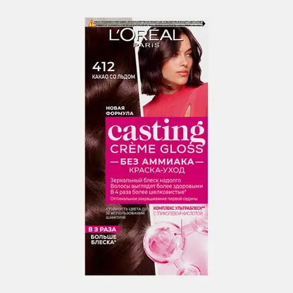 Стойкая краска-уход для волос L’Oréal Paris Casting Creme Gloss без аммиака оттенок 412 Какао со льдом