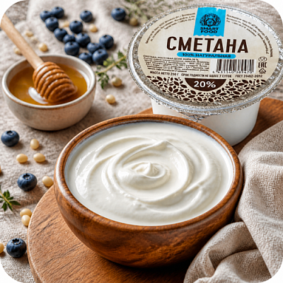 Сметана Smart food термостатная, 20%, 250г