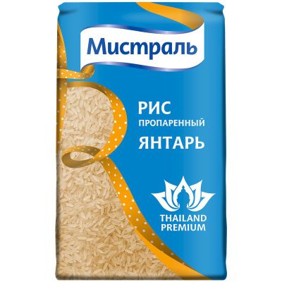 Рис Мистраль Янтарь длиннозёрный пропаренный, 900г