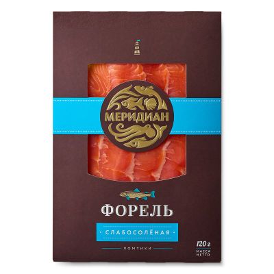 Форель радужная Меридиан филе-ломтики слабосолёная, 120г