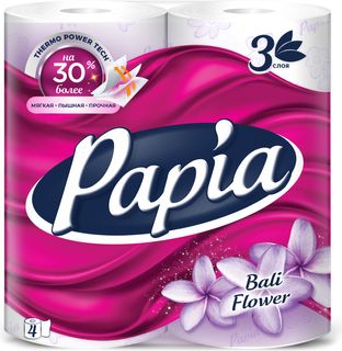 Туалетная бумага Papia Балийский цветок 3 слоя 4шт.