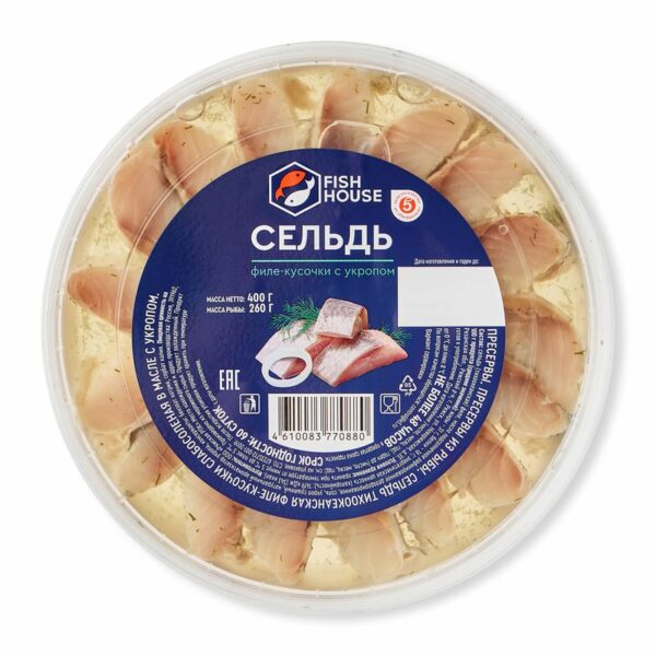 Сельдь Fish House в укропном соусе филе-кусочки 400г