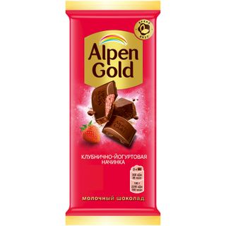 Шоколад Alpen Gold молочный Клубнично-йогуртовая начинка 80г