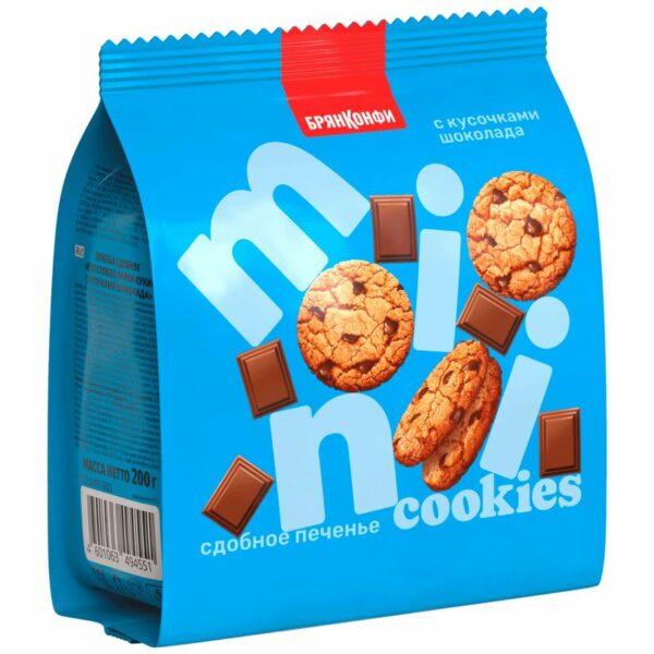 Печенье Брянконфи Mini Cookies с кусочками шоколада сдобное 200г