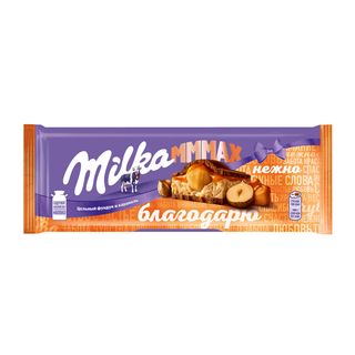 Шоколад Milka MMMAX цельный фундук и карамель молочный 270г