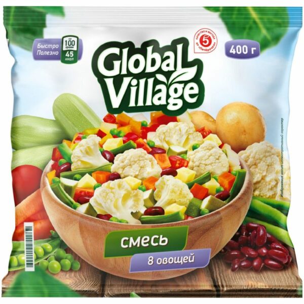 Смесь овощная Global Village 8 Овощей быстрозамороженная 400г