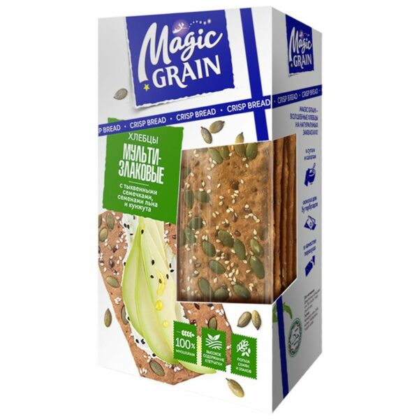Хлебцы Magic Grain мультизлаковые тыквенные семечки-семена льна-кунжут 160г