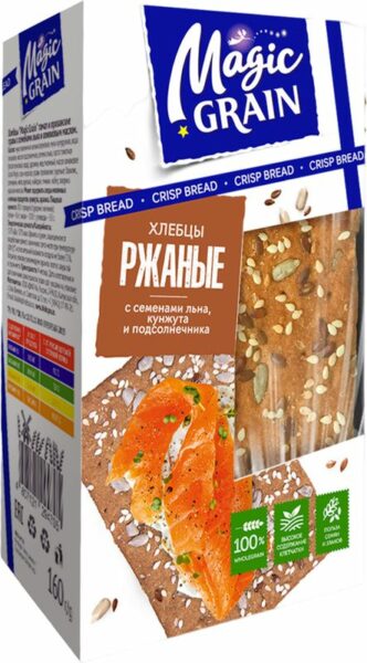 Хлебцы Magic Grain ржаные с семенами льна кунжута подсолнечника 160г