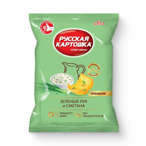 Чипсы Русская Картошка Зеленый лук и сметана 190г