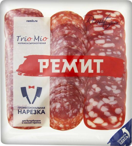 Колбаса Ремит Ассорти Trio mio сырокопчёная нарезка, 100г