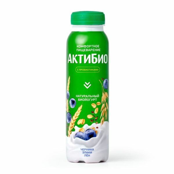 Биойогурт Актибио Черника злаки лен 1.6% БЗМЖ 260г