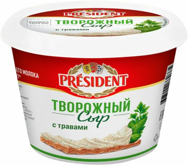 Сыр President с травами творожный 54% БЗМЖ 140г
