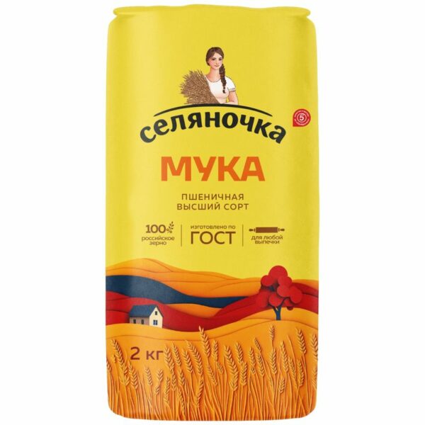 Мука Селяночка пшеничная высшего сорта 2кг