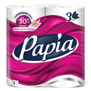 Туалетная бумага Papia 3 слоя 4шт.