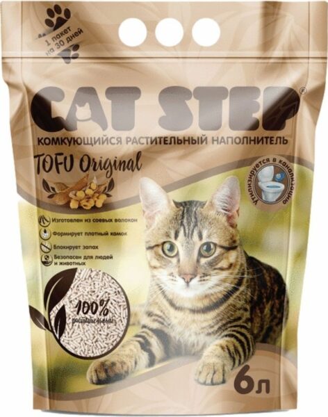 Наполнитель для кошачьих туалетов Cat Step Tofu Original комкующийся 6л