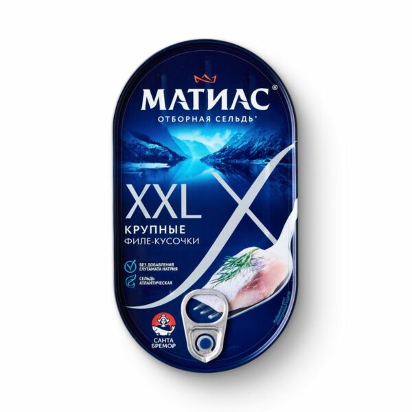 Сельдь Матиас ХХL Отборная филе-кусочки в масле 200г