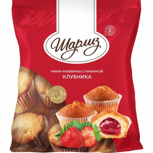 Мини-маффины Шарлиз с клубничной начинкой 433г