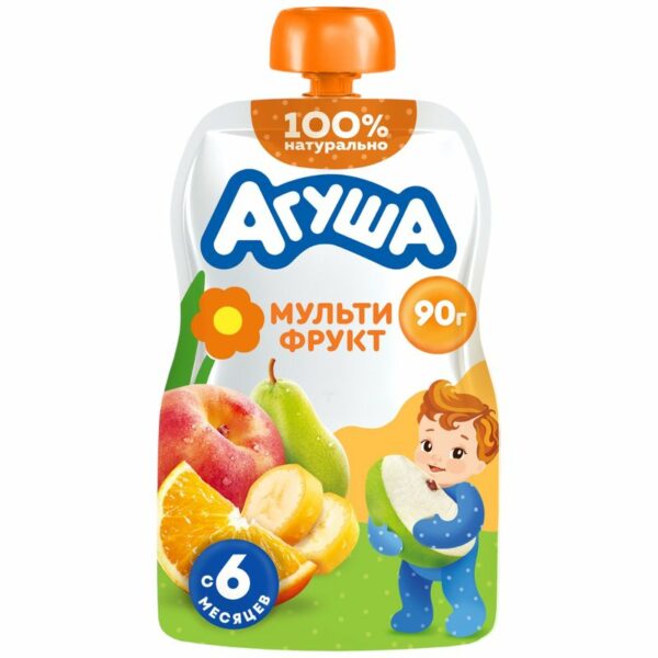 Пюре детское фруктовое Агуша Мультифрукт с 6 мес., 90г