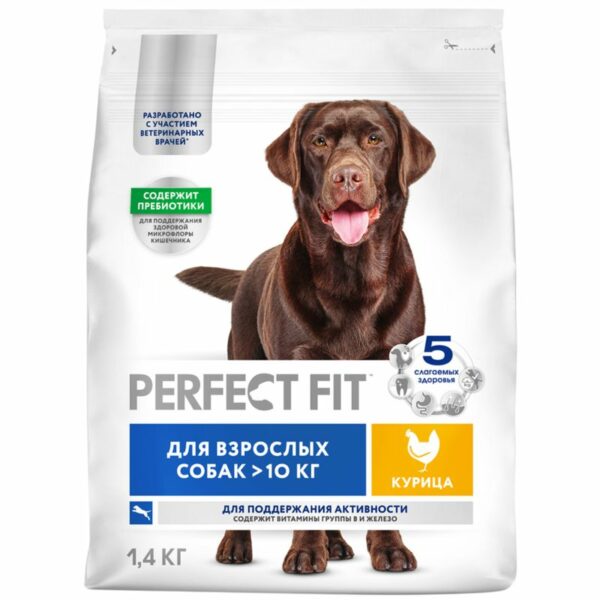 Корм Perfect Fit с курицей для взрослых средних и крупных собак сухой 1.4кг