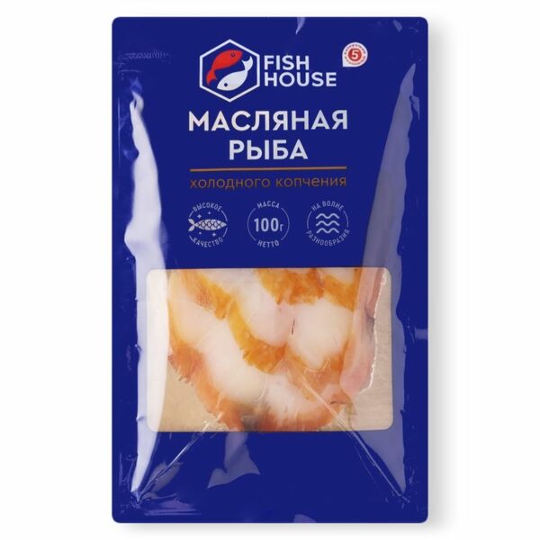 Рыба масляная Fish House ломтики холодного копчения 100г