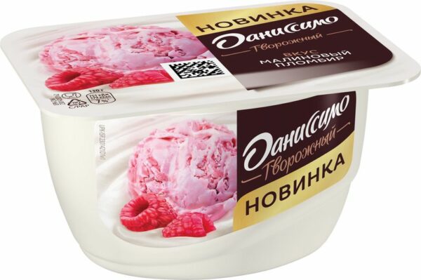 Продукт творожный Даниссимо со вкусом малинового пломбира 5.6% БЗМЖ 130г