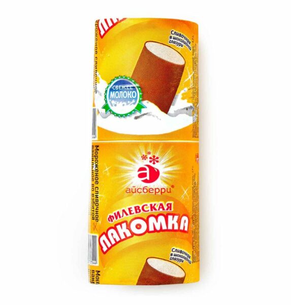 Пломбир Филевская Лакомка в шоколадной глазури 15% БЗМЖ 90г
