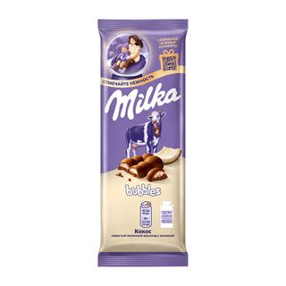 Шоколад Milka Bubbles Пористый c кокосовой начинкой молочный 87г