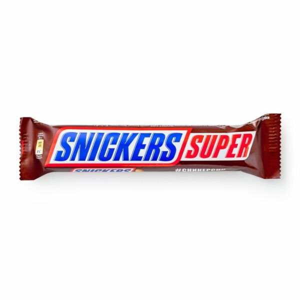 Батончик Snickers Super шоколадный с карамелью, арахисом и нугой 80г
