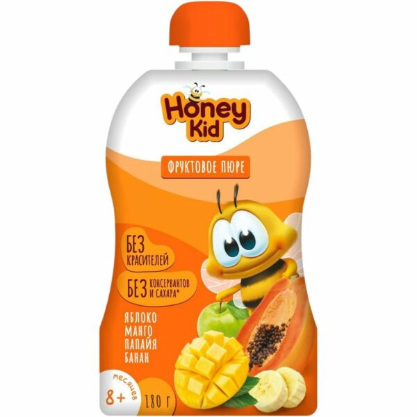 Пюре Honey Kid Яблоко манго папайя банан с 8 мес 180г