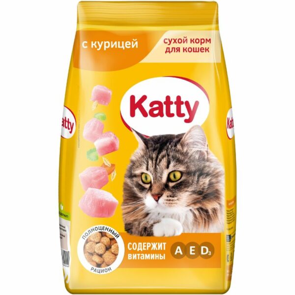 Корм сухой Katty с курицей для взрослых кошек полнорационный 1.9кг