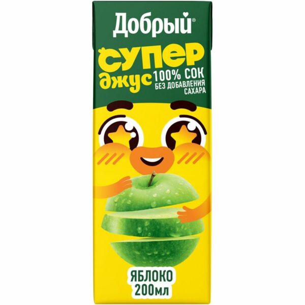 Сок Добрый СуперДжус Active kid Яблочный 200мл