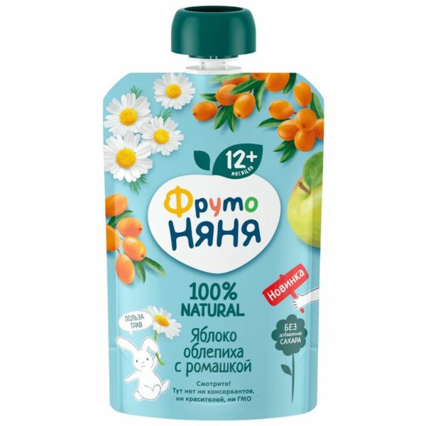 Пюре Фрутоняня Яблоко, облепиха и ромашка с 12мес. 90г