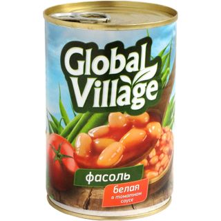 Фасоль Global Village белая в томатном соусе 400г