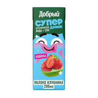Напиток Добрый Супер дринк Active kid яблоко, клубника сокосодержащий 200мл