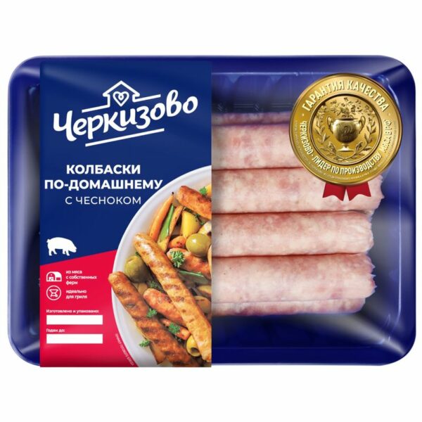 Колбаски свиные Черкизово по-домашнему с чесноком охлажденные 450г
