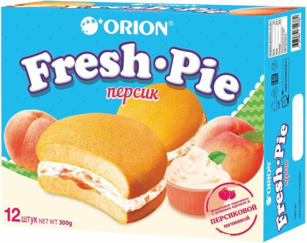 Пирожное Orion Fresh Pie с персиковой начинкой бисквитное 300г
