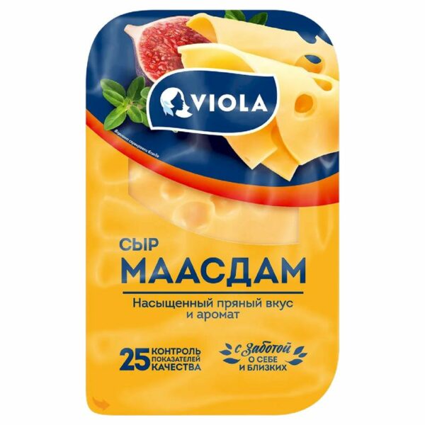 Сыр Viola Маасдам полутвердый нарезка 45% БЗМЖ 120г