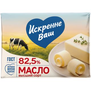 Масло сладкосливочное Искренне Ваш Традиционное 82.5% БЗМЖ 180г
