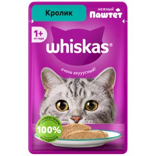 Корм влажный Whiskas Кролик для взрослых кошек 75г