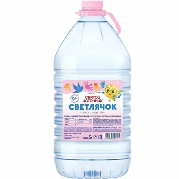Вода Святой Источник Светлячок негазированная для детей, 5л