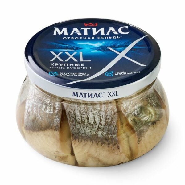 Сельдь Матиас XXL Отборный филе-кусочки слабосоленые в масле 260г