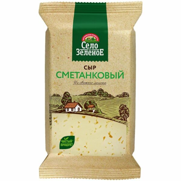 Сыр Село Зеленое Сметанковый 50% БЗМЖ 200г