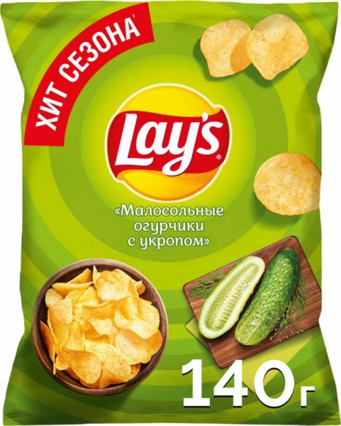 Чипсы картофельные Lay's Малосольные огурчики с укропом 140г