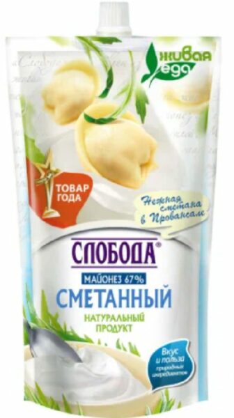 Майонез Слобода Сметанный 67% 375г Дой-пак
