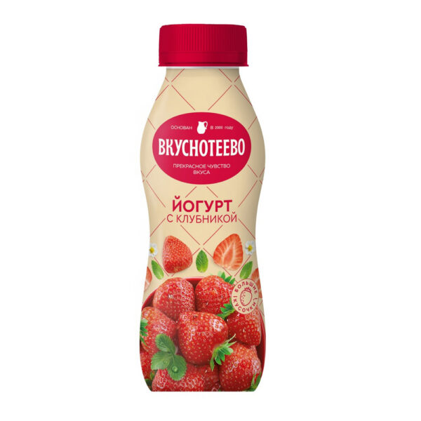 Йогурт Питьевой Вкуснотеево Клубника 2% 280г