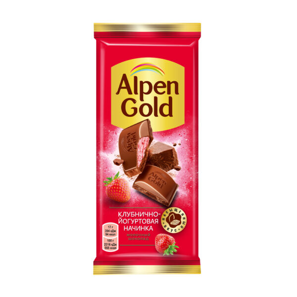 Шоколад Alpen Gold Молочный Клубника и Йогурт 80г