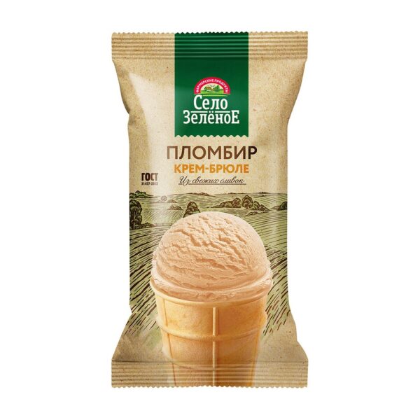 Мороженое Пломбир Село Зеленое Крем Брюле Стакан 15% 90г